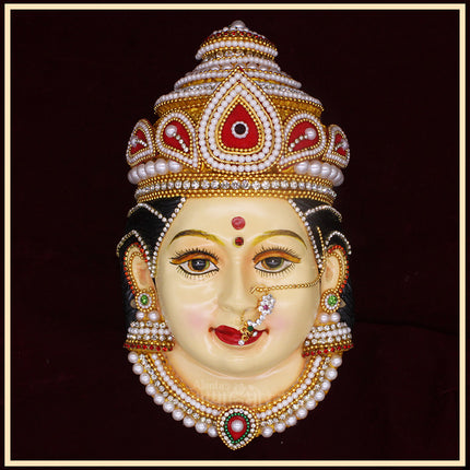 Shree Devi Narayani Mahalaxmi Margashirsha Devi Face – 8 x 4.5 Inch | Traditional Hindu Goddess Decor for Home, Pooja Room & Temple