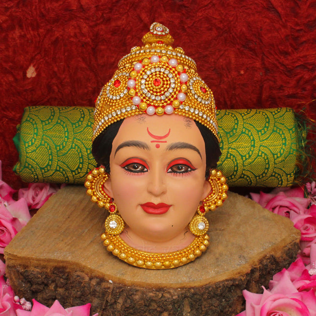 Dhanshri Mahalakshmi Varalakshmi Devi Face – Handcrafted Decorative Idol for Pooja & Festivals (6.5 x 4 Inches)