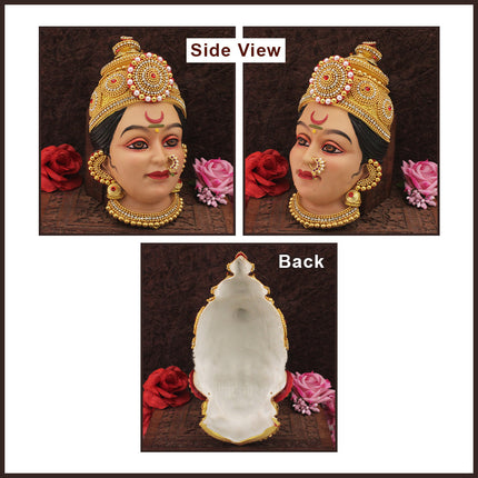 Dhanshree Devi Face Mukhavata | Traditional Goddess Face for Navratri, Devi Shringar, Puja, Mandir & Home Temple Decoration (Size No -2) (8 INCH)