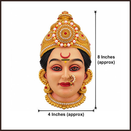 Dhanshree Devi Face Mukhavata | Traditional Goddess Face for Navratri, Devi Shringar, Puja, Mandir & Home Temple Decoration (Size No -2) (8 INCH)