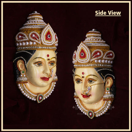 Shree Devi Narayani Mahalaxmi Margashirsha Devi Face – 8 x 4.5 Inch | Traditional Hindu Goddess Decor for Home, Pooja Room & Temple