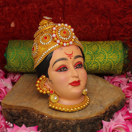 Dhanshri Mahalakshmi Varalakshmi Devi Face – Handcrafted Decorative Idol for Pooja & Festivals (6.5 x 4 Inches)