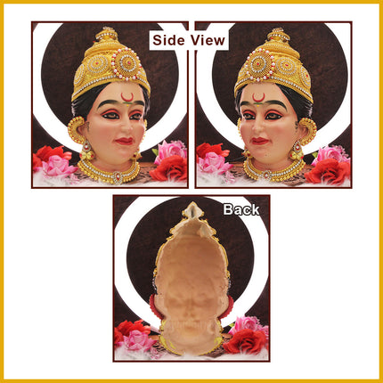 Dhanshree Devi Face Mukhavata Goddess Lakshmi Mata Traditional Face Pooja, Navratri & Margashish Temple Decoration (Size 3) ( 10.5 INCH)