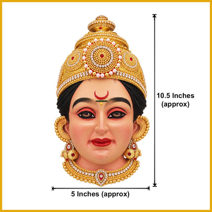 Dhanshree Devi Face Mukhavata Goddess Lakshmi Mata Traditional Face Pooja, Navratri & Margashish Temple Decoration (Size 3) ( 10.5 INCH)