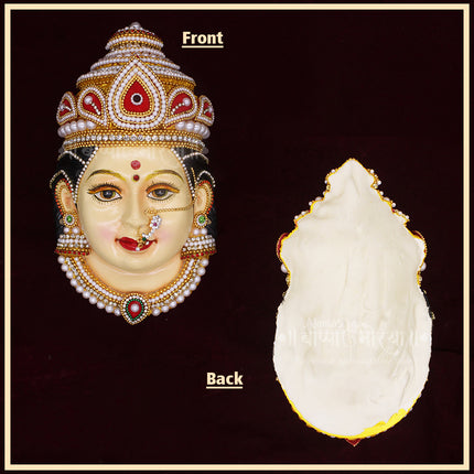 Shree Devi Narayani Mahalaxmi Margashirsha Devi Face – 8 x 4.5 Inch | Traditional Hindu Goddess Decor for Home, Pooja Room & Temple