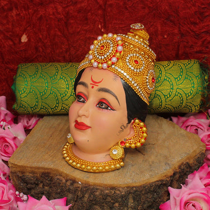 Dhanshri Mahalakshmi Varalakshmi Devi Face – Handcrafted Decorative Idol for Pooja & Festivals (6.5 x 4 Inches)