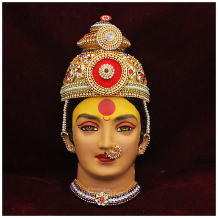 Handcrafted Shri/Shree Devi  Mahalaxmi Face Idol – Traditional Devi Mukhavata with Mukut for Navratri, Lakshmi Puja & Home Temple Decor (Design 2)