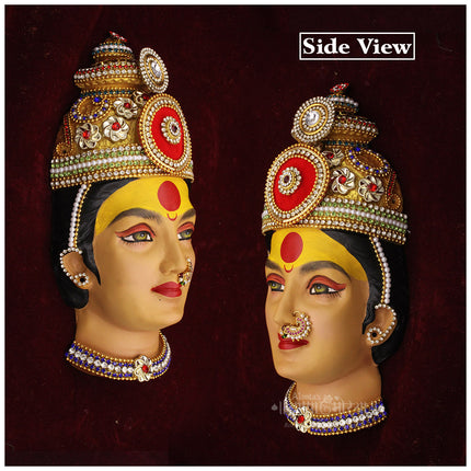Handcrafted Shri/Shree Devi  Mahalaxmi Face Idol – Traditional Devi Mukhavata with Mukut for Navratri, Lakshmi Puja & Home Temple Decor (Design 2)
