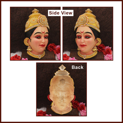 Dhanshree धनश्री देवी Devi Face | Traditional Goddess Mukhavata for Navratri Puja, Devi Shringar, Home Mandir & Temple Decoration(Size 4)(12.5 inches )