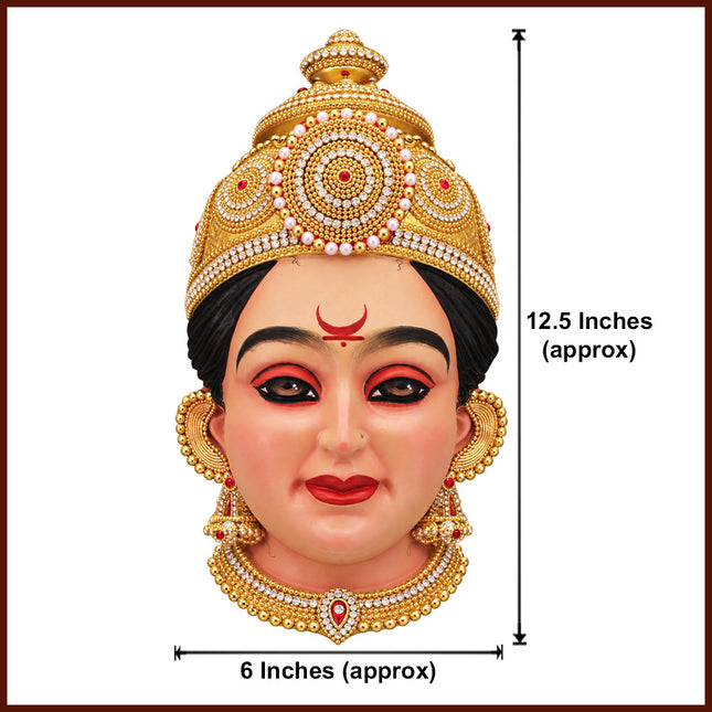 Dhanshree धनश्री देवी Devi Face | Traditional Goddess Mukhavata for Navratri Puja, Devi Shringar, Home Mandir & Temple Decoration(Size 4)(12.5 inches )