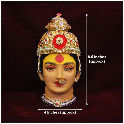 Handcrafted Shri/Shree Devi  Mahalaxmi Face Idol – Traditional Devi Mukhavata with Mukut for Navratri, Lakshmi Puja & Home Temple Decor (Design 2)