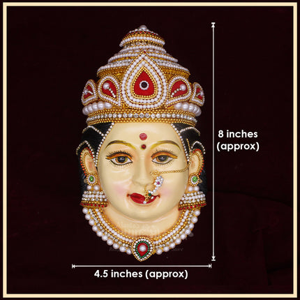Shree Devi Narayani Mahalaxmi Margashirsha Devi Face – 8 x 4.5 Inch | Traditional Hindu Goddess Decor for Home, Pooja Room & Temple