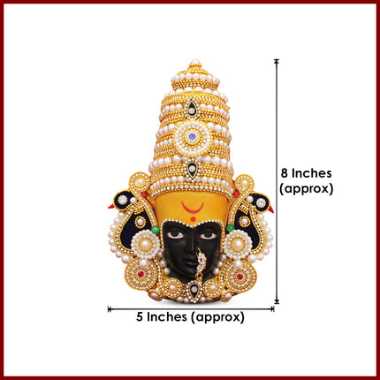 Mahalaxmi Kolhapur Face Idol | Decorative Mata Laxmi Mukut with Stone & Pearl Work | Special for Laxmi Guruvar Vrat & Home Temple