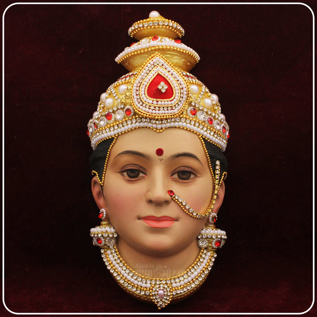 Sri Aishwarya Lakshmi - Sri Varalakshmi Vratham - God of Wealth Mahalakshmi Mukhovata/Face for Auspicious Margashirsha Festival Pujan Devi Face/Mukhovata Margshish, Varaha Laxmi, Gauri Puja, Navratri Pooja