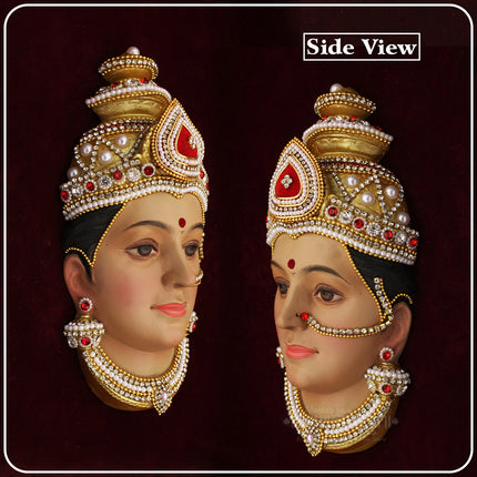 Sri Aishwarya Lakshmi - Sri Varalakshmi Vratham - God of Wealth Mahalakshmi Mukhovata/Face for Auspicious Margashirsha Festival Pujan Devi Face/Mukhovata Margshish, Varaha Laxmi, Gauri Puja, Navratri Pooja