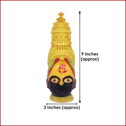 Maharashtra’s Kuldevi Tuljabhawani Devi Face from Tuljapur | Exclusive Handpainted Kuldevi Traditional Artisan-Made Mukhota | Auspicious Shaktipeeth Goddess Face (9 inches)
