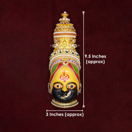 Tuljabhavani Devi Face Mukhavata | Traditional Handmade Goddess Tuljapur Bhavani Face Shaktipeeth Tuljabhavani Devi Mukhavata | Traditional Handpainted Goddess Face Idol for Mandir & Festive Pooja