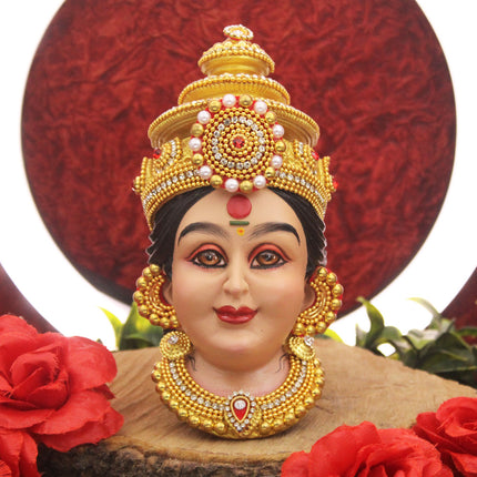 Bhagya Lakshmi Devi Face Mukhavata – Traditional Lakshmi Mata Face for Puja, Devi Shringar, Margashirsha, Varalakshmi Vratham & Festive Decoration (Devi Mukh Height -7.5 inch)