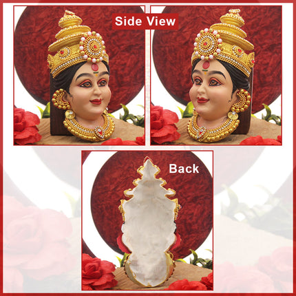 Bhagya Lakshmi Devi Face Mukhavata – Traditional Lakshmi Mata Face for Puja, Devi Shringar, Margashirsha, Varalakshmi Vratham & Festive Decoration (Devi Mukh Height -7.5 inch)