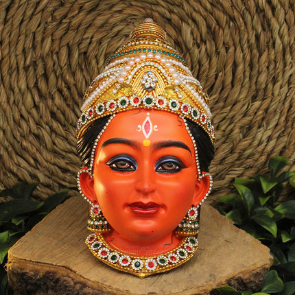 Maa Kushmanda Devi Face Mukhavata 4th Form of Navdurga for Navratri Puja, Ghatasthapana,Kalash Sthapana Temple Decoration -8 Inches