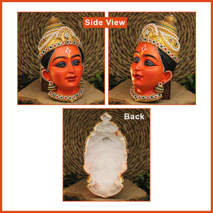 Maa Kushmanda Devi Face Mukhavata 4th Form of Navdurga for Navratri Puja, Ghatasthapana,Kalash Sthapana Temple Decoration -8 Inches