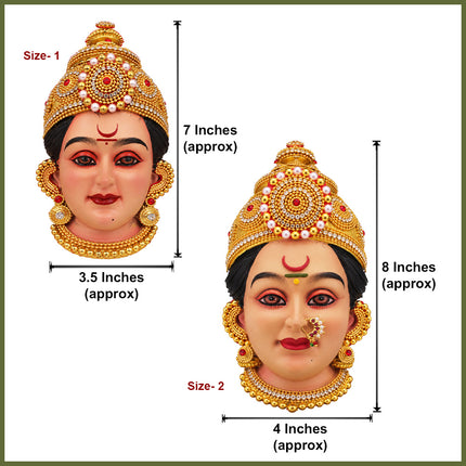 Dhanshree धनश्री देवी Devi Face | Traditional Goddess Mukhavata for Navratri Puja, Devi Shringar, Home Mandir & Temple Decoration