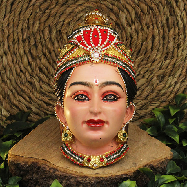 Maa Skandamata Devi Face Mukhavata  5th Form of Navdurga Navratri Ghatasthapana Kalash Traditional Kalash Sthapana (8 Inch)
