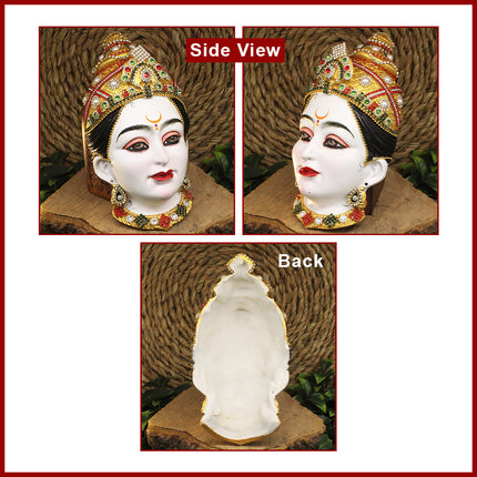Maa Mahagauri Shakti Mukhavata | 8th Form of Navdurga Mata Rani | Traditional Devi Face for Navratri Puja, Devi Shringar, Ghatasthapana, Kalash Sthapana & Mandir Decoration  (8 inches)