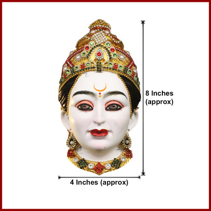 Maa Mahagauri Shakti Mukhavata | 8th Form of Navdurga Mata Rani | Traditional Devi Face for Navratri Puja, Devi Shringar, Ghatasthapana, Kalash Sthapana & Mandir Decoration  (8 inches)