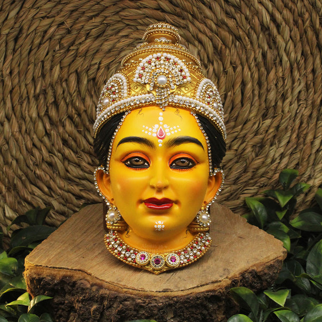 Brahmacharini Devi Face Mukhavata | Maa Brahmacharini – 2nd Form of Navdurga | Traditional Devi Face for Navratri Ghatasthapana Kalash  Traditional Kalash Sthapana Navratri Puja  ( 8 Inches)