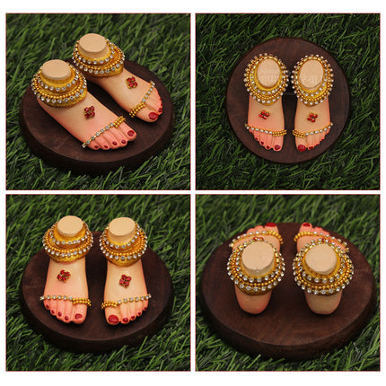 Margashirsh Guruvar Laxmi Charan Paduka | Divine Lakshmi Feet Symbol for Wealth & Prosperity | Ideal for Mandir, Diwali & Daily Pooja  | (Small Size Paduka 2.5x 1 Inch)