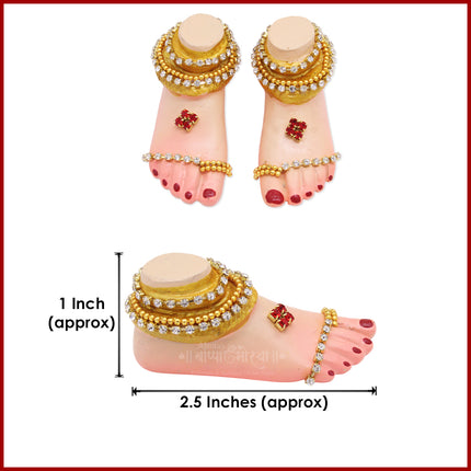 Margashirsh Guruvar Laxmi Charan Paduka | Divine Lakshmi Feet Symbol for Wealth & Prosperity | Ideal for Mandir, Diwali & Daily Pooja  | (Small Size Paduka 2.5x 1 Inch)