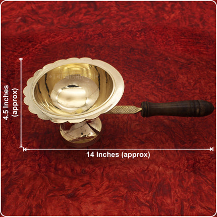 Dhoop Holder with Wooden Handle (धूपदाणी) Dhup Dani Loban Burner  Doopam Sambrani Incense Holder Sambrani Dhoop Stand for Puja  Loban Dhuni Burner