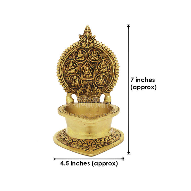 Brass Ashtalakshmi Diya | Traditional Oil Lamp for Puja, Temple & Home | 8 AshtaLakshmi Forms Deep Diya