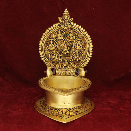 Brass Ashtalakshmi Diya | Traditional Oil Lamp for Puja, Temple & Home | 8 AshtaLakshmi Forms Deep Diya