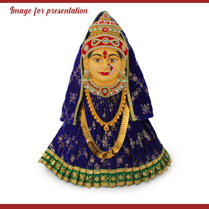 Padmalaxmi Devi Face (Big )for Puja | Traditional Goddess Poshak Mukhovta with Stone Work | Temple Style Decoration for Lakshmi, Ambabai, Durga | Home Mandir Pooja  (9 inch Devi Face)