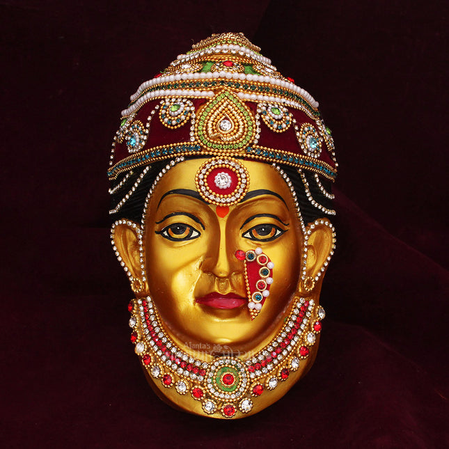 Ekvira Aai Devi Face for Puja | Traditional Goddess Ekvira Mata Mukhota for Home Temple & Navratri Shringar | Decorative Fiber Face for Mandir | Ekvira Worship