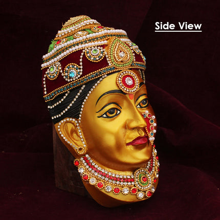 Ekvira Aai Face with Rajnandini Kolhapur Devi Dress Combo | Traditional Shringar Vastra Set for Mata Pooja | Golden Devi Face with Poshak, Mukut  for Home Temple, Navratri & MargashishFestivals