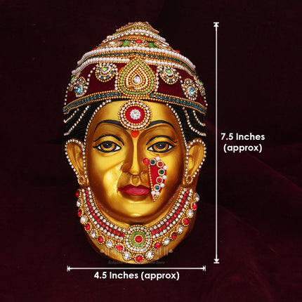Ekvira Aai Face with Rajnandini Kolhapur Devi Dress Combo | Traditional Shringar Vastra Set for Mata Pooja | Golden Devi Face with Poshak, Mukut  for Home Temple, Navratri & MargashishFestivals