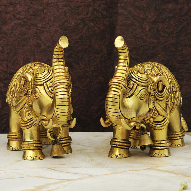 Ganraja Gajraj, Vastu Gaj Elepehant Symbol Set Brass Gajraj Hathi Idol with Upward Trunk Good Luck, Prosperity & Home