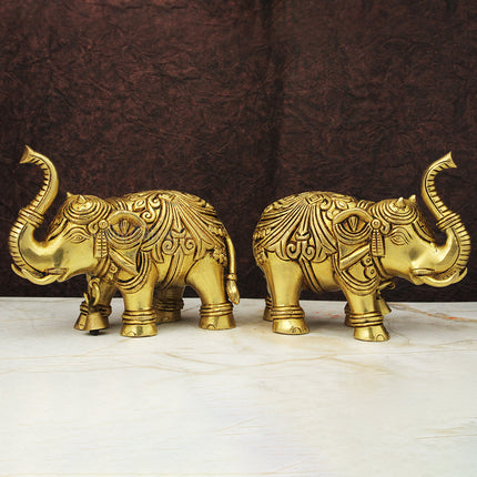 Ganraja Gajraj, Vastu Gaj Elepehant Symbol Set Brass Gajraj Hathi Idol with Upward Trunk Good Luck, Prosperity & Home