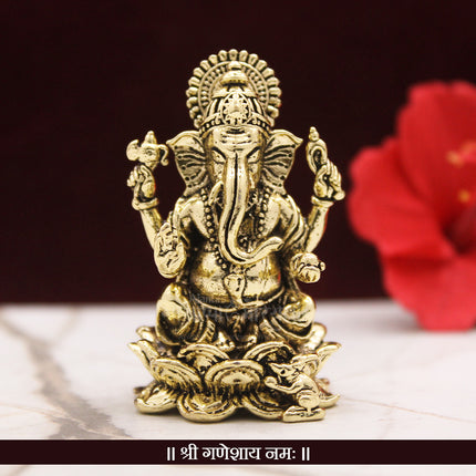 Lord Ganesha Idol for Home Decor & Pooja | Ganpati Bappa Murti for Mandir, showpiece, Gift Item (2 Inch)