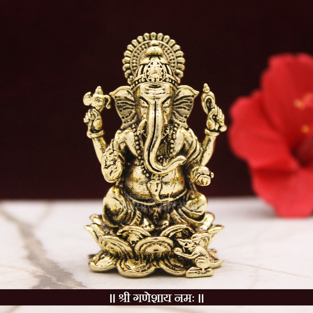 Lord Ganesha Idol for Home Decor & Pooja | Ganpati Bappa Murti for Mandir, showpiece, Gift Item (2 Inch)