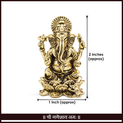 Lord Ganesha Idol for Home Decor & Pooja | Ganpati Bappa Murti for Mandir, showpiece, Gift Item (2 Inch)