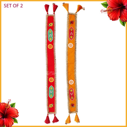 Shela Ganapati Special Shankh Namam Chakra Velvet Shela Khes for God Idols Vishnu Symbol – Traditional Uparna for Ganpati, Krishna & Devi Decorative Idol Shela for Murti Shringar -1.5 feet idol(30 INCH)