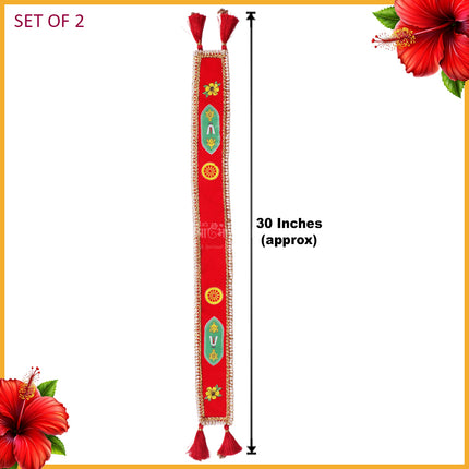 Shela Ganapati Special Shankh Namam Chakra Velvet Shela Khes for God Idols Vishnu Symbol – Traditional Uparna for Ganpati, Krishna & Devi Decorative Idol Shela for Murti Shringar -1.5 feet idol(30 INCH)