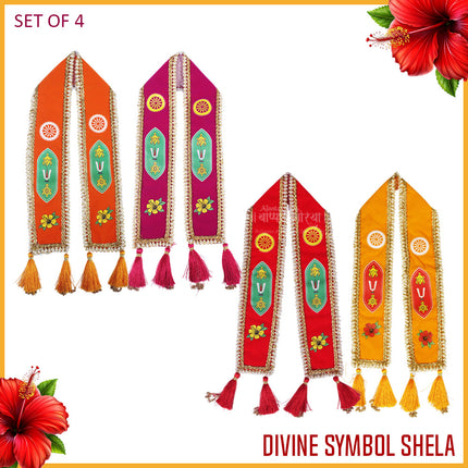 Shela Ganapati Special Shankh Namam Chakra Velvet Shela Khes for God Idols Vishnu Symbol – Traditional Uparna for Ganpati, Krishna & Devi Decorative Idol Shela for Murti Shringar -1.5 feet idol(30 INCH)