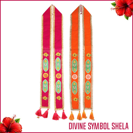 देवता सजावटीसाठी दिव्य चुनरी पटका शेला – गणेश, कृष्ण, लक्ष्मी आणि देवी मूर्तींसाठी उत्तम (५ चा संच) ८० इंच