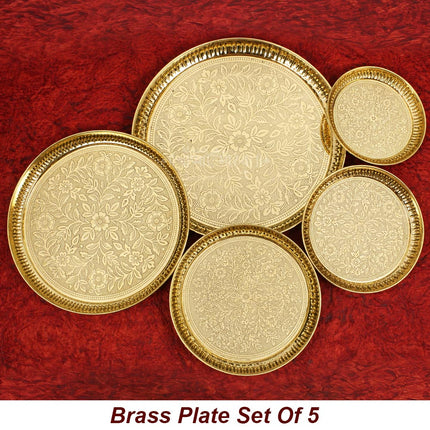 Puja Thali Set Flower Floral Design  Decorative Pooja Thali Set for Home, Temple & Festivals