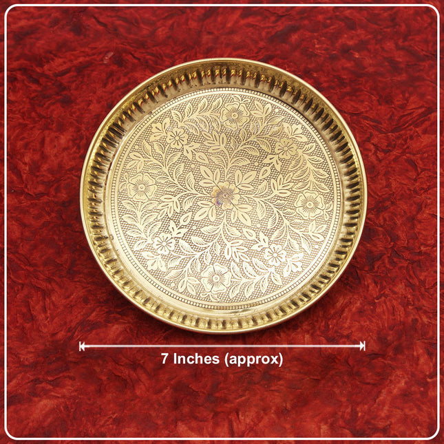 Puja Thali Set Flower Floral Design  Decorative Pooja Thali Set for Home, Temple & Festivals